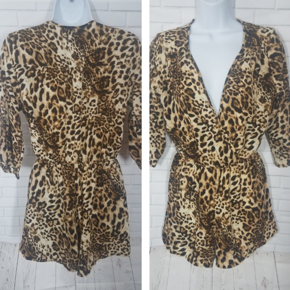 Uk2LA Leopard Cheetah Sexy Jumpsuit Shorts